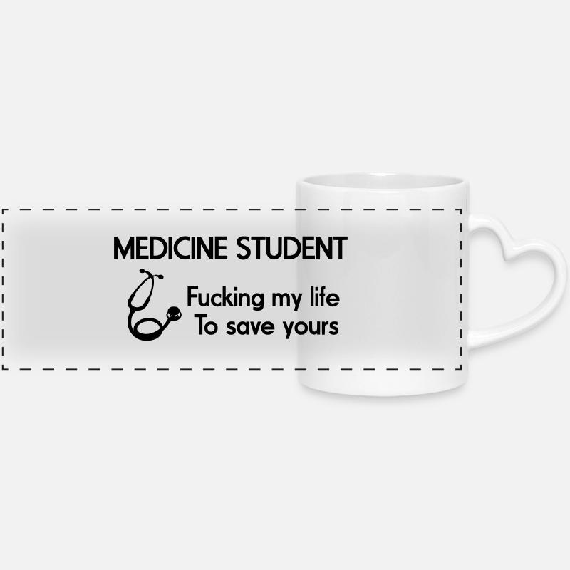 Medicine Student - Mug panoramique avec anse en forme de cœur - blanc