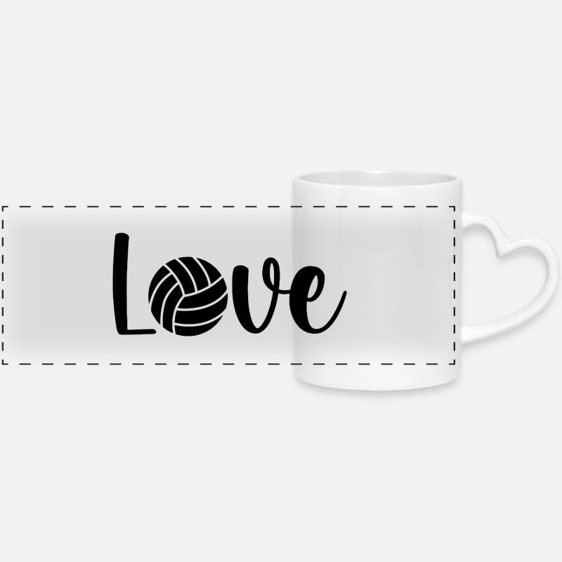 Volleyball Love design - Panoramic mug with heart handle - white