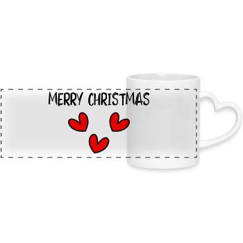 CHRISTMAS. MERRY CHRISTMAS. MERRY CHRISTMAS. NEW YEAR’S DAY - Panoramic mug with heart handle - white - Front