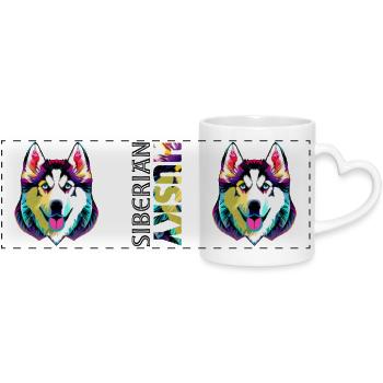 Husky - Panoramatasse mit Herzhenkel - Weiß - Vorne