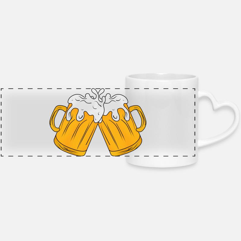 Bière - Mug panoramique avec anse en forme de cœur - blanc