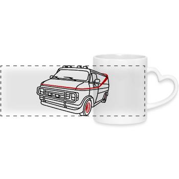 GMC Vandura: A-Team Cult & Retro - Panoramic mug with heart handle - white - Front