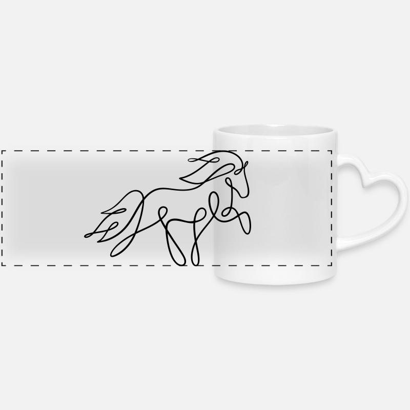 Icelandic horse in tölt as a one-liner - Panoramic mug with heart handle - white