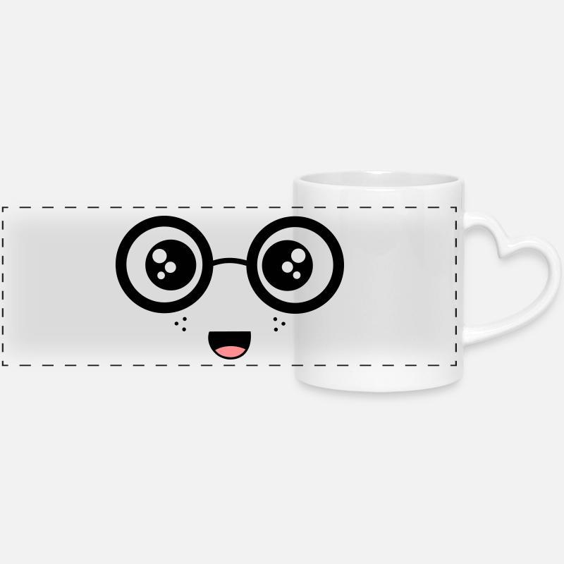 Nerdy Face - Panoramic mug with heart handle - white