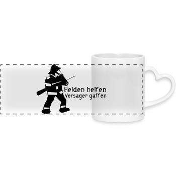 Helden vs Versager Feuerwehr Gaffer Geschenk - Panoramatasse mit Herzhenkel - Weiß - Vorne