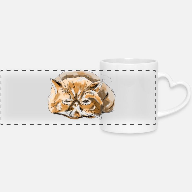 Chat persan - Mug panoramique avec anse en forme de cœur - blanc
