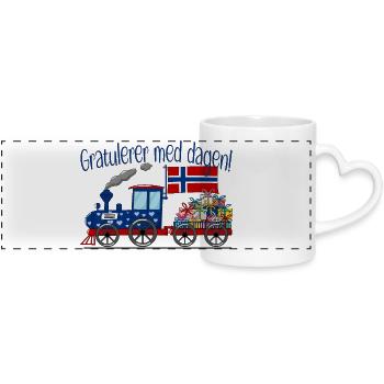 Congratulators med dagen Norway Gifts Railway - Mug panoramique avec anse en forme de cœur - blanc - Devant