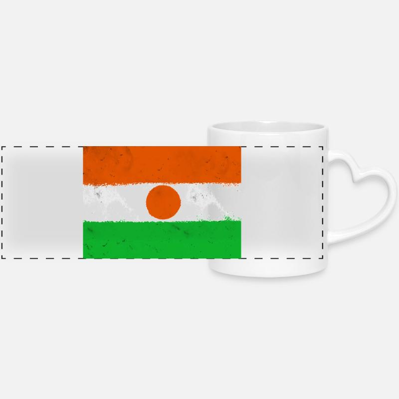 Bandera de Níger - Taza panorámica con asa en forma de corazón - blanco