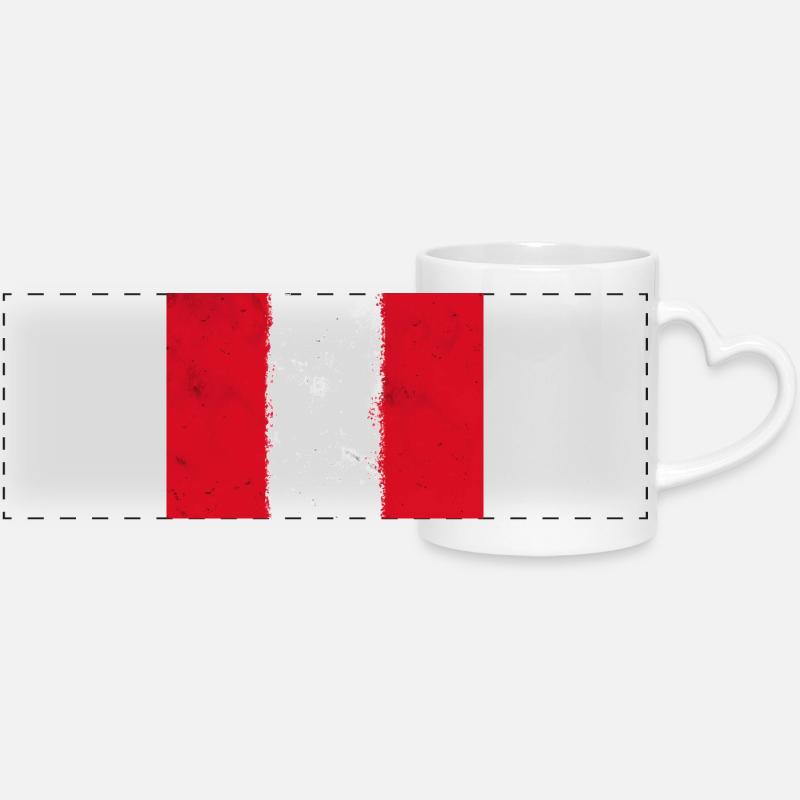 Drapeau du Pérou - Mug panoramique avec anse en forme de cœur - blanc