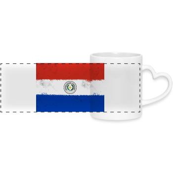 Flagge von Paraguay - Panoramatasse mit Herzhenkel - Weiß - Vorne