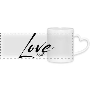 Love me - Panoramic mug with heart handle - white - Front