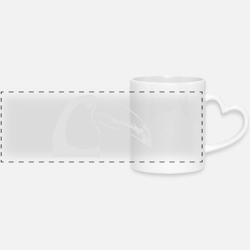 Toucan in profile - Panoramic mug with heart handle - white