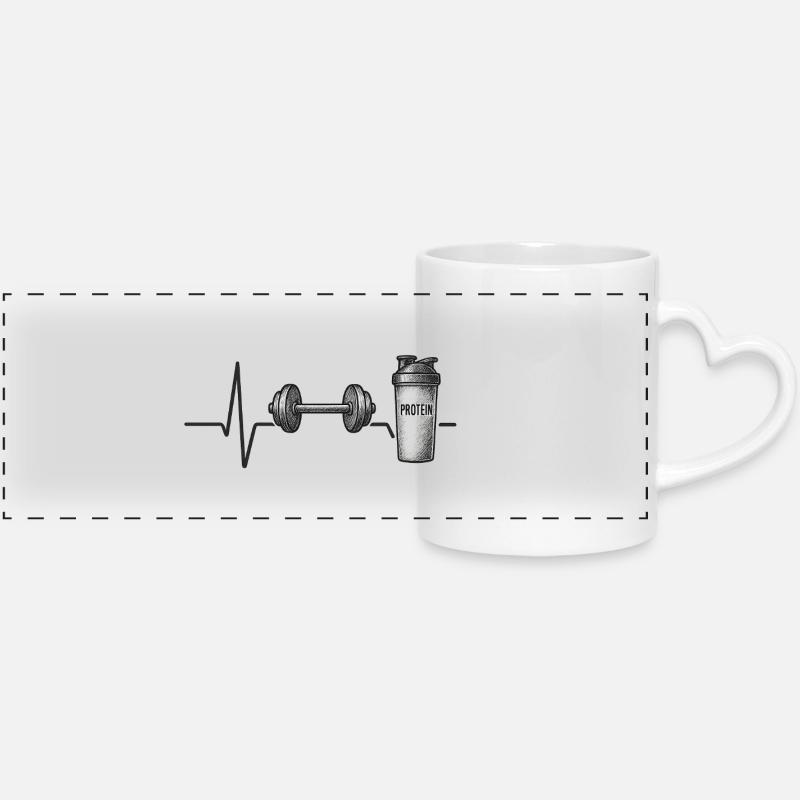 Fitness Motivations Power Design - Panoramic mug with heart handle - white