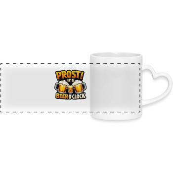 Cheers It's Beer O'Clock - Panoramic mug with heart handle - white - Front