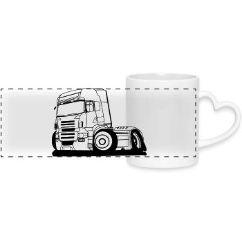 Truck Brummi - Panoramic mug with heart handle - white - Front