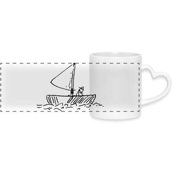 Pêcheurs dans le bateau - Mug panoramique avec anse en forme de cœur - blanc - Devant