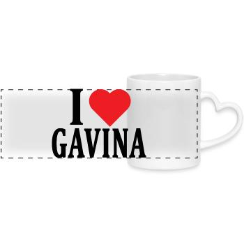 T-Shirt Ich liebe Gavina T-Shirt Geschenkidee - Panoramatasse mit Herzhenkel - Weiß - Vorne