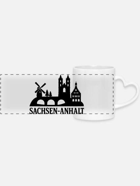 sachsen anhalt bundesland silhouette - Panoramatasse mit Herzhenkel - Weiß
