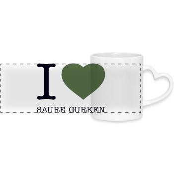I love Saure Gurken - Panoramatasse mit Herzhenkel - Weiß - Vorne
