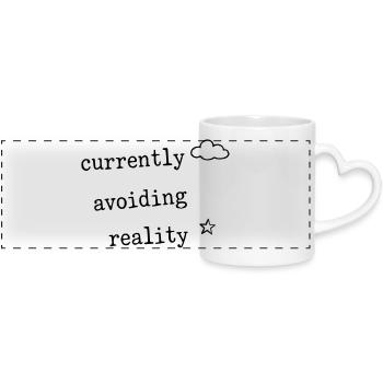 Currently Avoiding Reality Funny Shirt - Panoramic mug with heart handle - white - Front