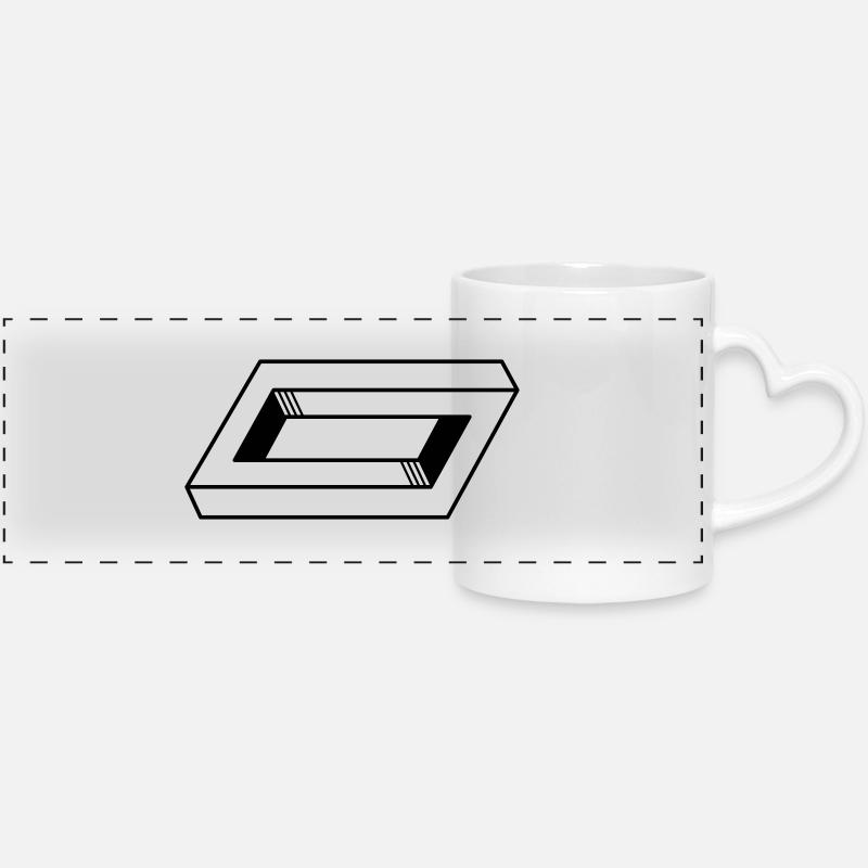 geometric - Panoramic mug with heart handle - white