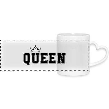 queen - Panoramic mug with heart handle - white - Front