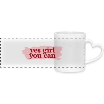 Yes Girl you can - Panoramatasse mit Herzhenkel - Weiß - Vorne