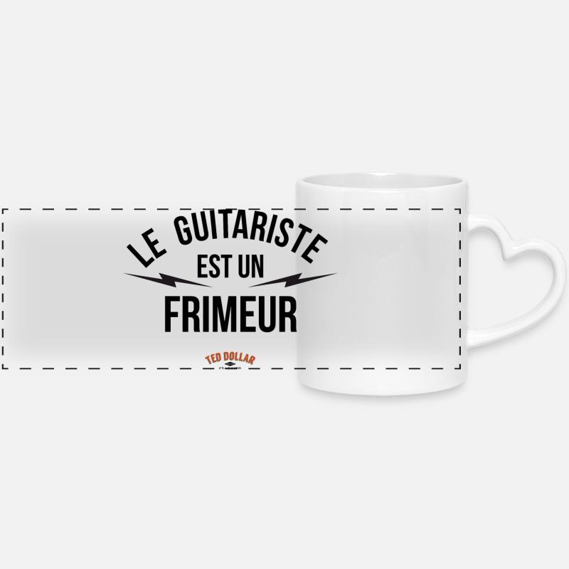 guitariste frimeur - Panoramic mug with heart handle - white