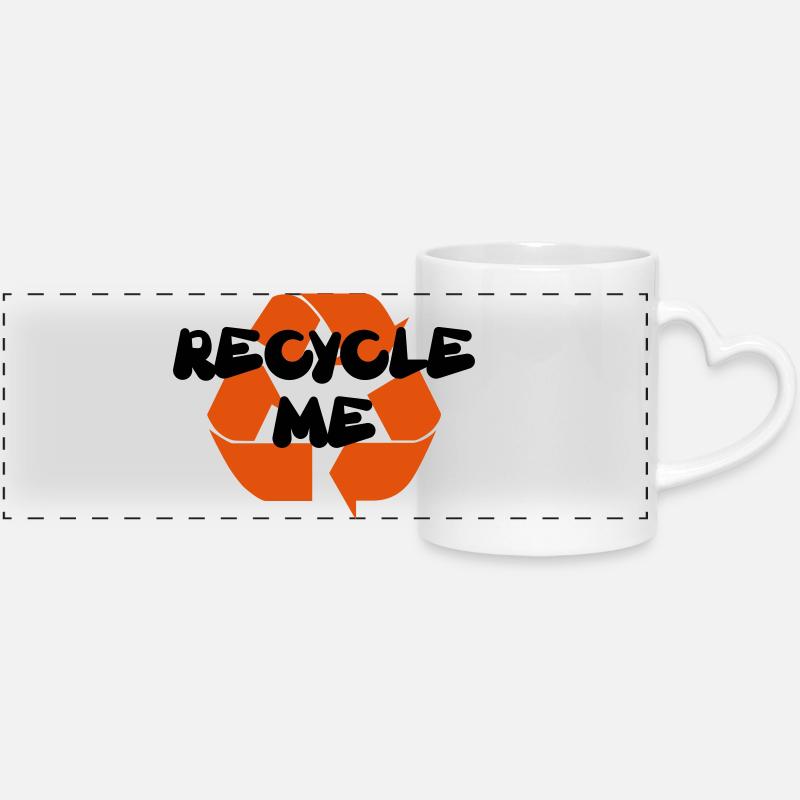 Recycle me - Recycle mich - Panoramatasse mit Herzhenkel - Weiß
