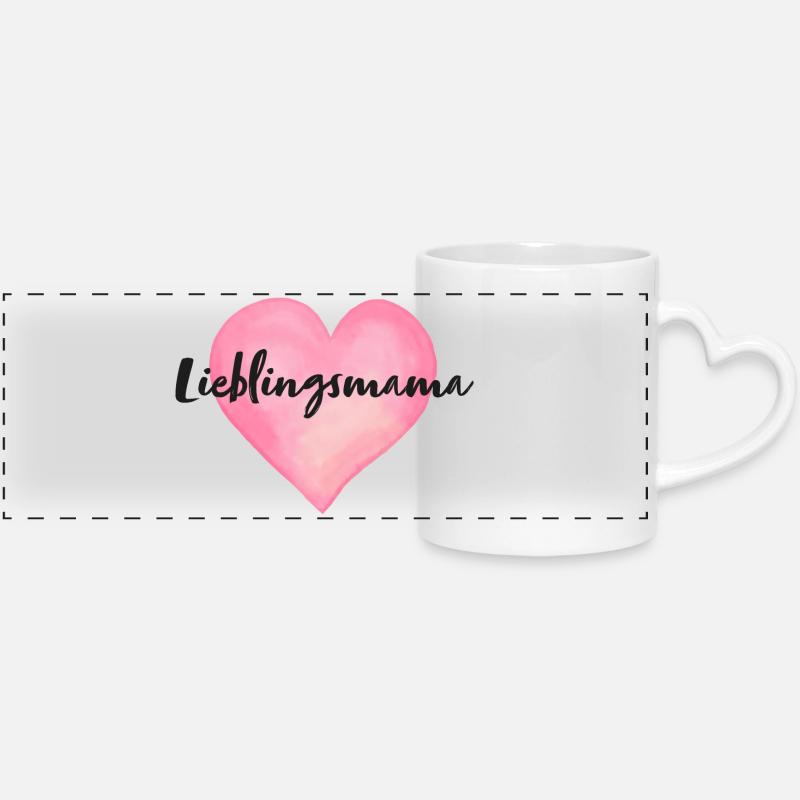 Lieblingsmama Mama Herz - Panoramatasse mit Herzhenkel - Weiß
