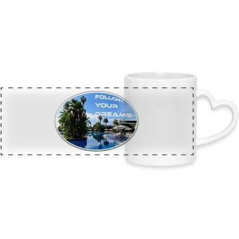 Rêves Vacances Suivre Soleil Plage Palmiers - Mug panoramique avec anse en forme de cœur - blanc - Devant