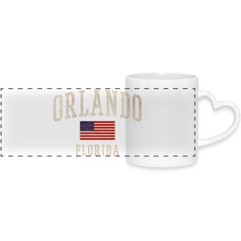 Orlando Florida Vintage Flag Design - Panoramatasse mit Herzhenkel - Weiß - Vorne