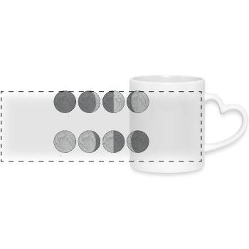 Monochromes Mondphasen-Gitter - Panoramatasse mit Herzhenkel - Weiß - Vorne
