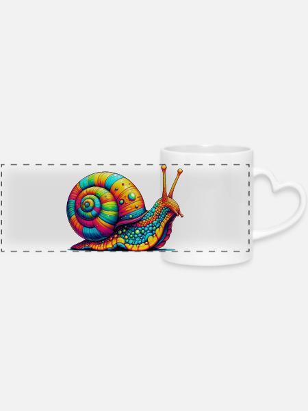 Schnecke - Panoramatasse mit Herzhenkel - Weiß