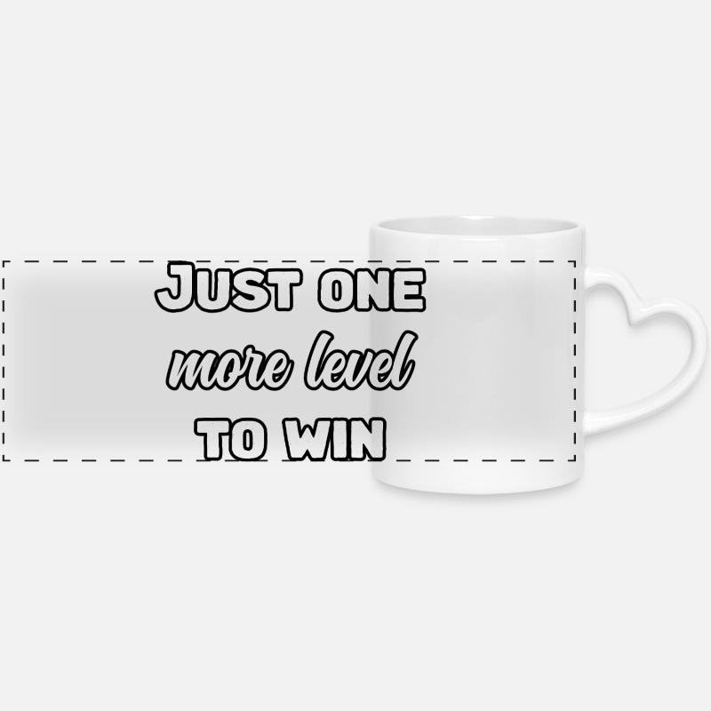 Gamer Grind: Just One More Level To Victory	 - Panoramic mug with heart handle - white