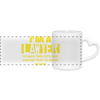 Je suis avocat – je gagne du temps en disant - Mug panoramique avec anse en forme de cœur - blanc - Devant
