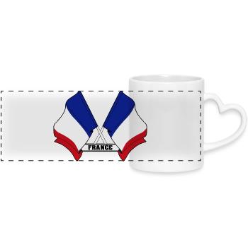 Drapeau français croisé - Mug panoramique avec anse en forme de cœur - blanc - Devant