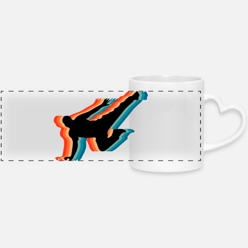 Retro Parkour Free Running Silhouette Retro Art - Panoramic mug with heart handle - white