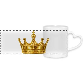 Golden Crown Ornament - Panoramic mug with heart handle - white - Front