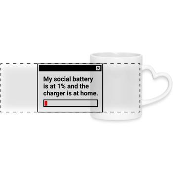 Ma batterie sociale est à 1 % - Mug panoramique avec anse en forme de cœur - blanc - Devant