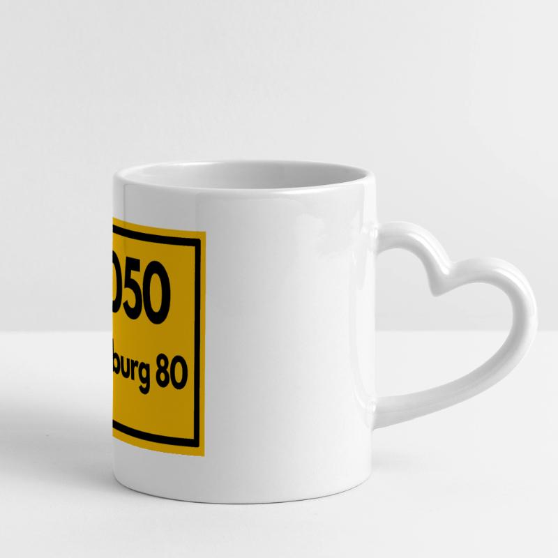 OLD POSTCODE POSTCODE RETRO 2050 HAMBURG 80 - ELBE Panoramic mug with heart handle