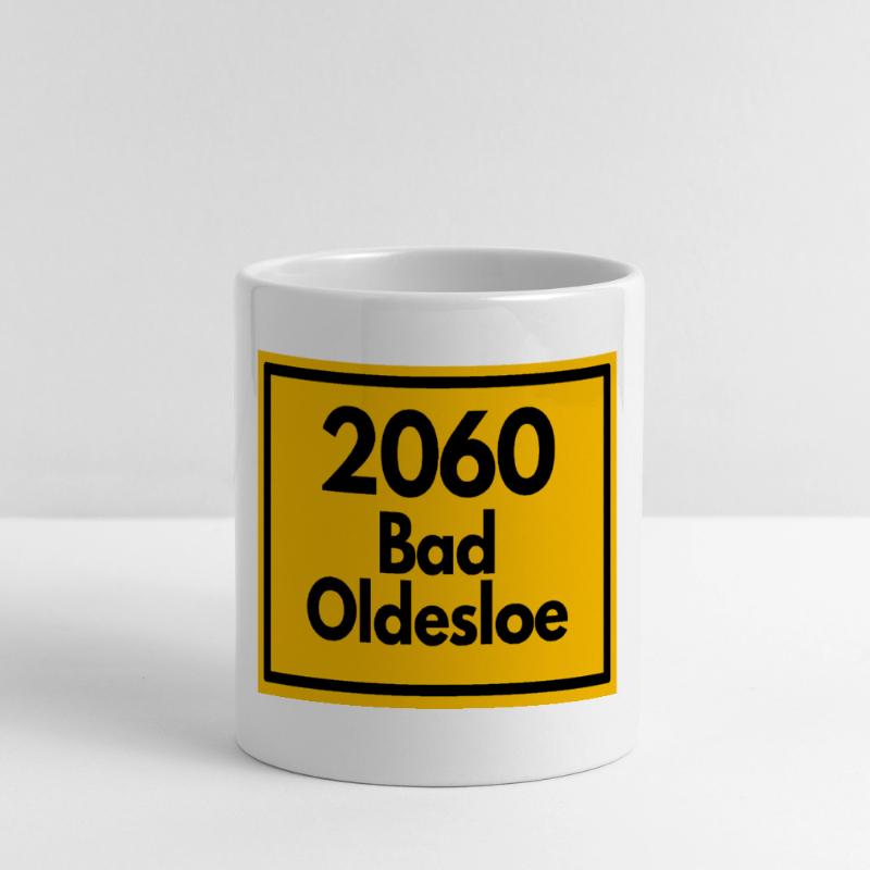 OLD POSTCODE POSTCODE RETRO 2060 BAD OLDESLOE Moin Panoramic mug with heart handle