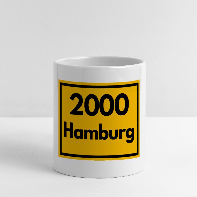 OLD POSTCODE POSTCODE RETRO 2000 HAMBURG - HAFEN Panoramic mug with heart handle