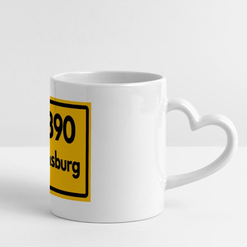 OLD POSTCODE POSTCODE RETRO 2390 FLENSBURG – FJORD Panoramic mug with heart handle