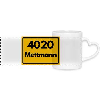 ALTE POSTLEITZAHL PLZ RETRO 4020 METTMANN - Panoramatasse mit Herzhenkel - Weiß - Vorne