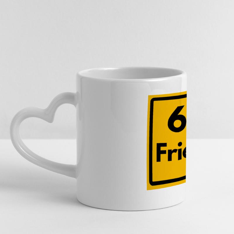 OLD POSTCODE ZIP CODE RETRO 6360 FRIEDBERG HEIMAT Panoramic mug with heart handle