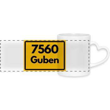 ALTE POSTLEITZAHL PLZ RETRO 7560 GUBEN - Panoramatasse mit Herzhenkel - Weiß - Vorne