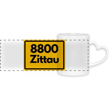 8800 02763 ZITTAU SAXONY 8800 OLD POSTCODE - Panoramic mug with heart handle - white - Front