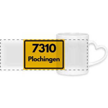 7310 PLOCHINGEN RETRO HEIMAT DESIGN BAWÜ - Panoramatasse mit Herzhenkel - Weiß - Vorne