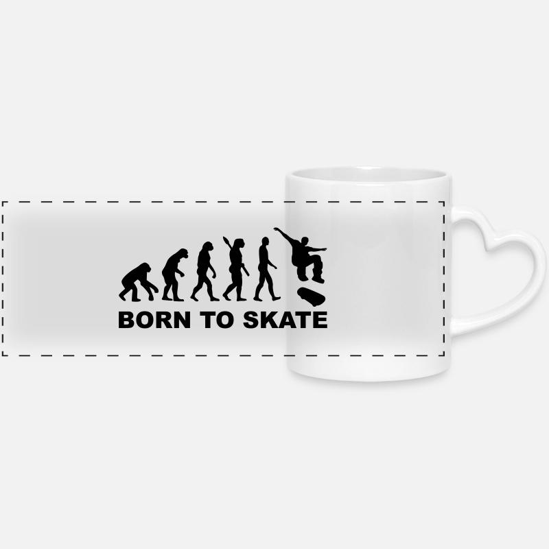 Evolution Skateboard - Panoramic mug with heart handle - white
